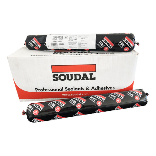 Soudal FIRE CRYL FR fire resistant hybrid polymer sealant Sausage Box of 12 GREY